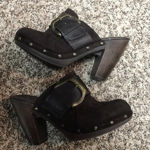 Brown Suede Clogs